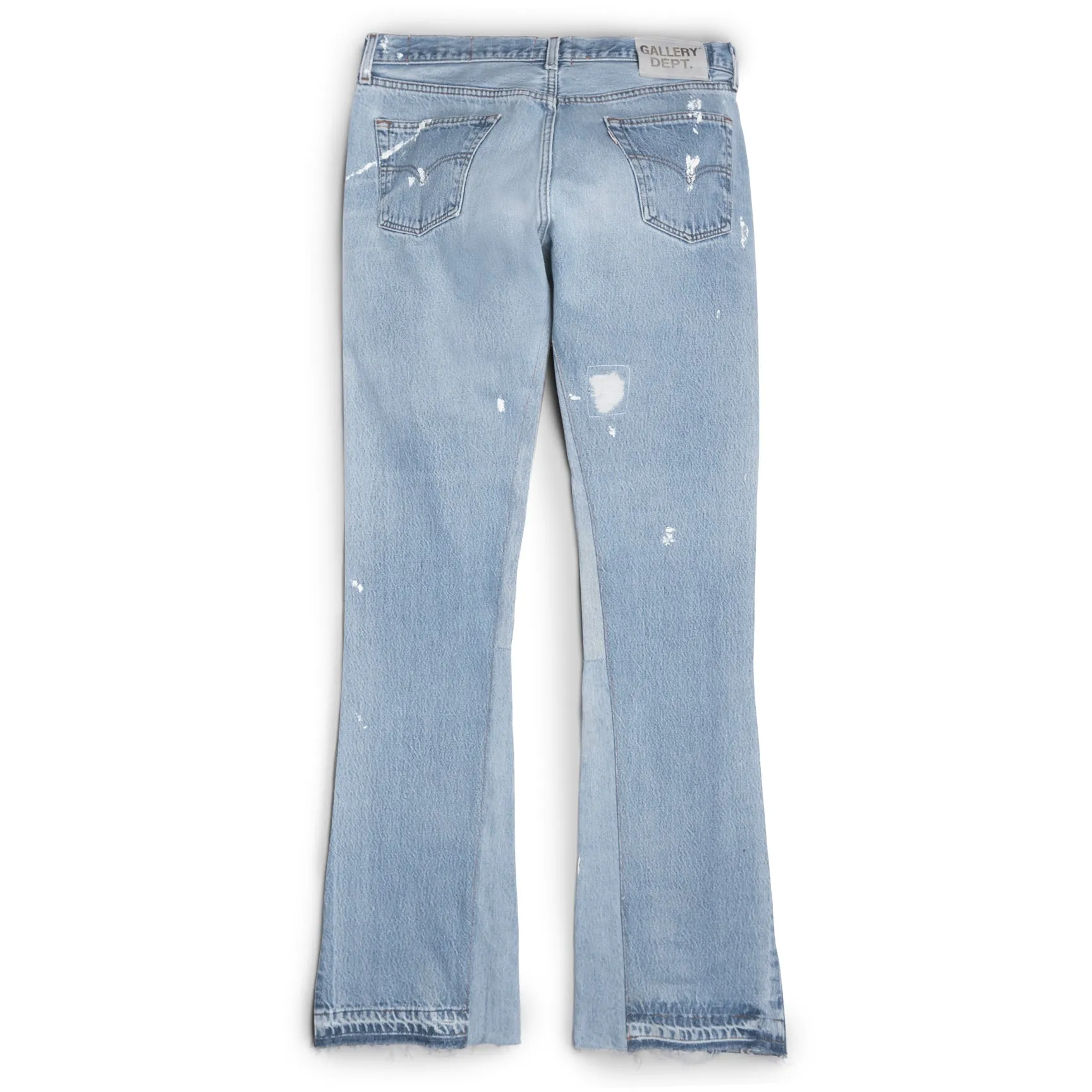 p270 647#Gallery Dept New Washed Blue Destroyed Hole Embroidery Patch Hand-painted Splashed Ink Splicing Micro-Large Jeans Heavy Industry Ox King American High Street Casual Pants Washed Blue S~XL